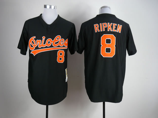 Men Baltimore Orioles #8 Cal Ripken Black Throwback MLB Jerseys->->MLB Jersey